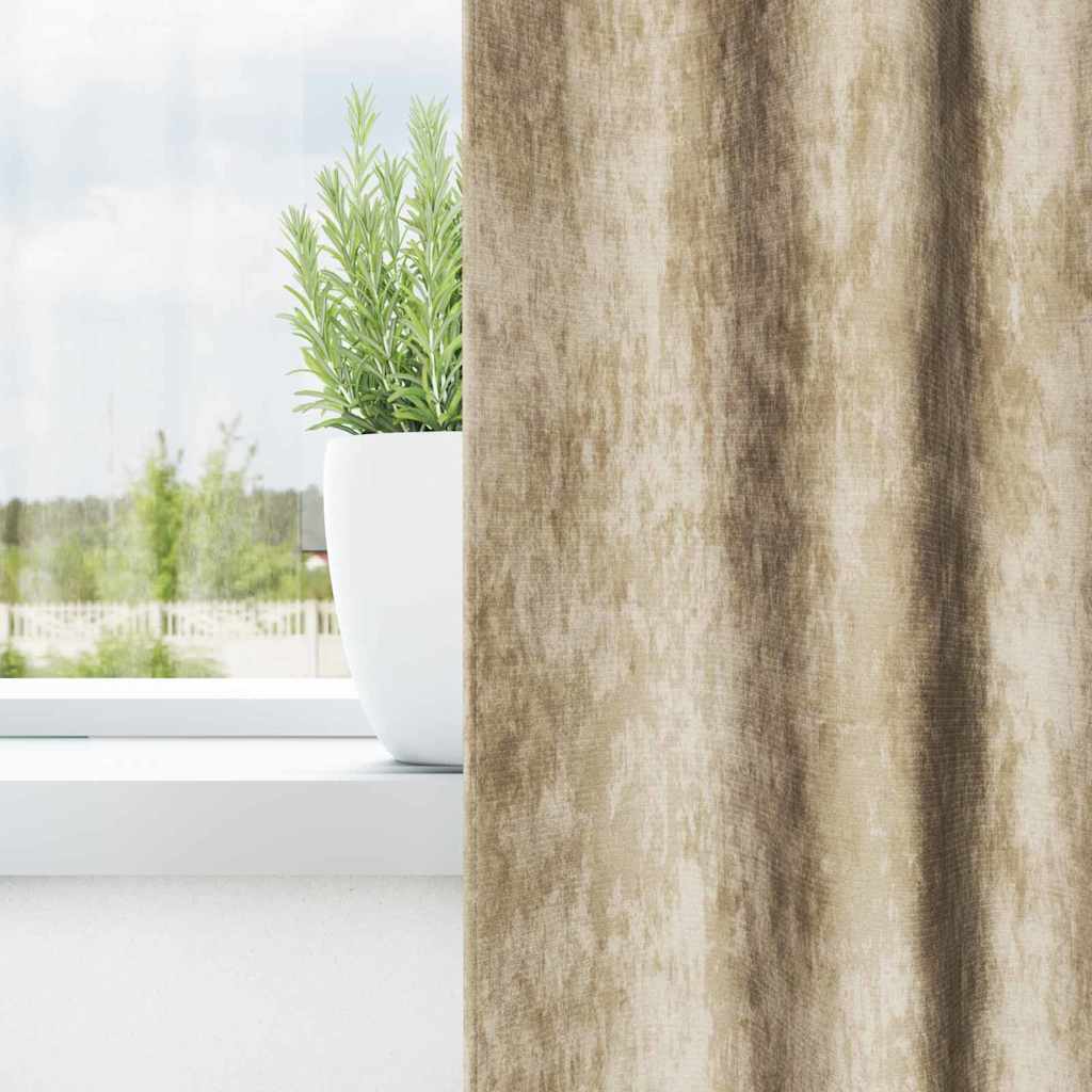 Tende in Velluto con tende 2 pcs Crema 260 x 140 cm Velluto | homemem39