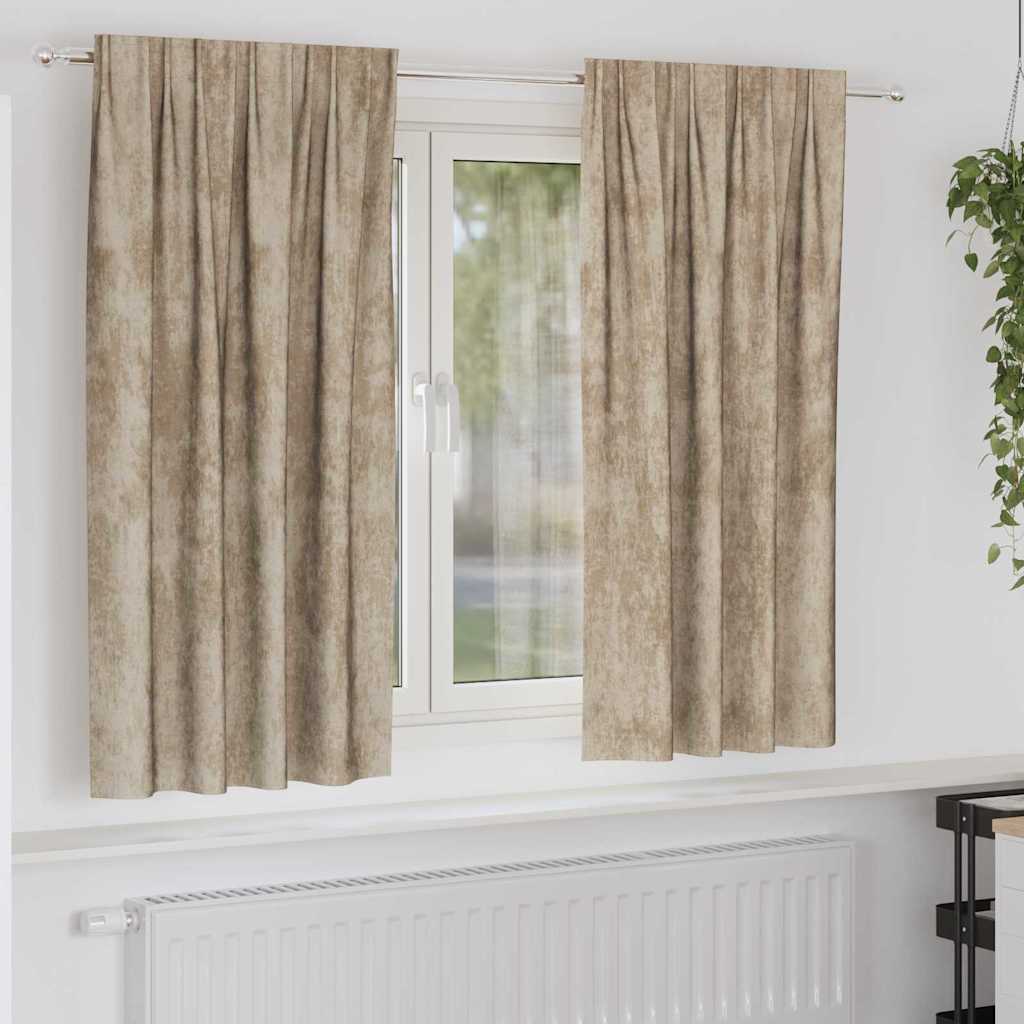 Tende in Velluto con tende 2 pcs Champagne 175 x 140 cm Velluto | homemem39