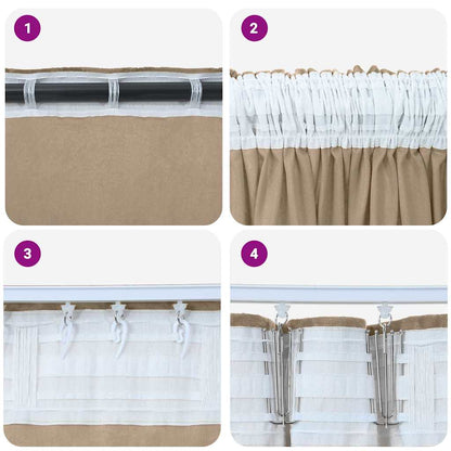 Tende in Velluto con tende 2 pcs Champagne 225 x 140 cm Velluto | homemem39