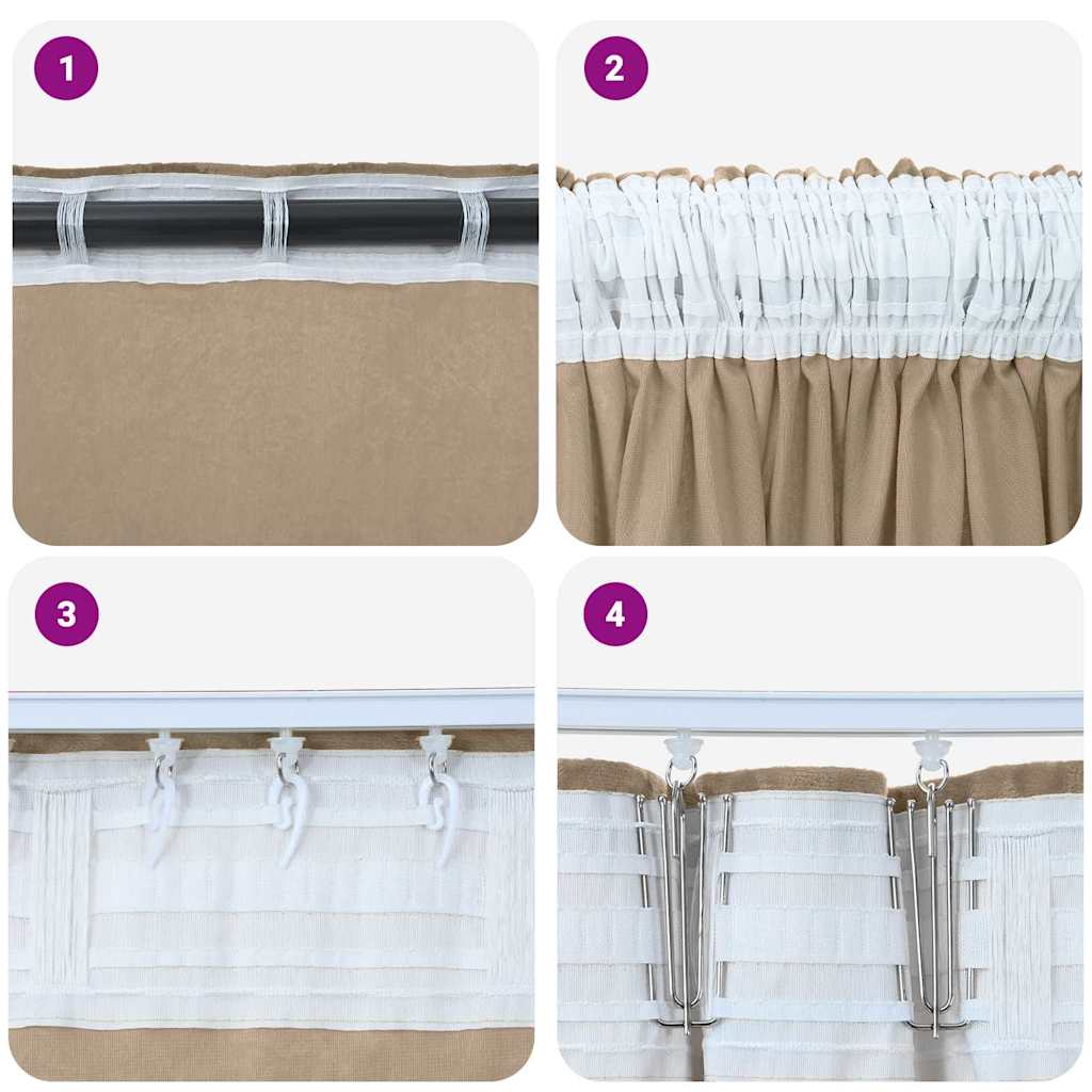 Tende in Velluto con tende 2 pcs Champagne 245 x 140 cm Velluto | homemem39