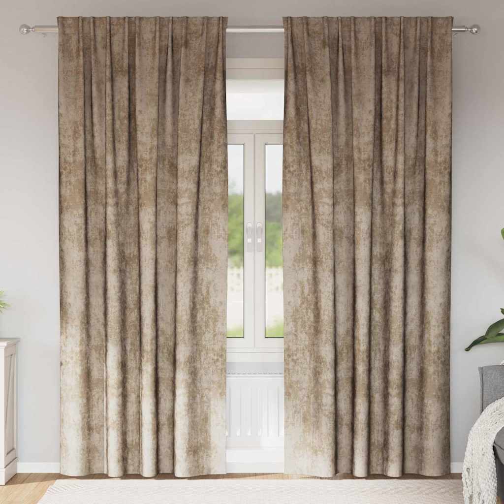 Tende in Velluto con tende 2 pcs Champagne 245 x 140 cm Velluto | homemem39