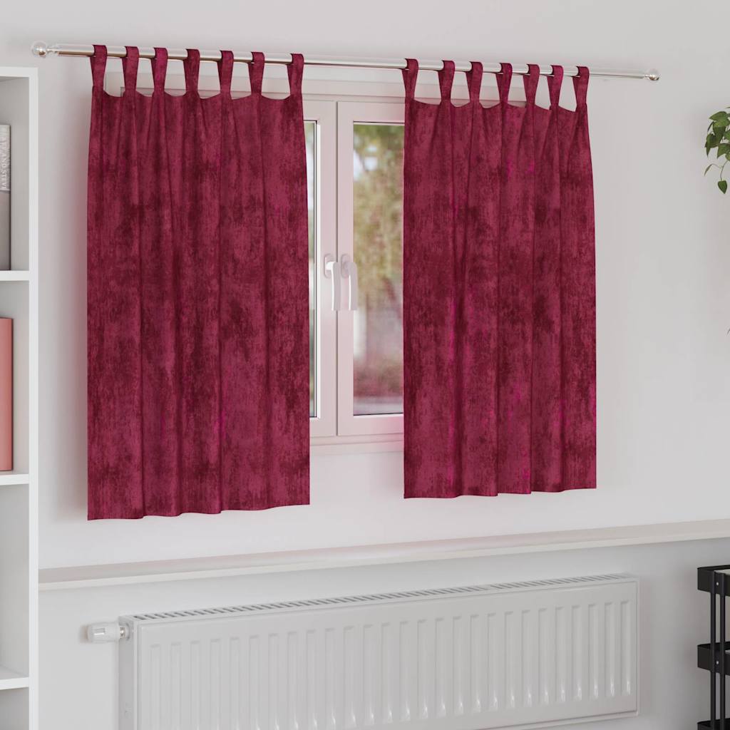 Tende in Velluto 2 pcs Rosso Vino 140 x 140 cm Velluto