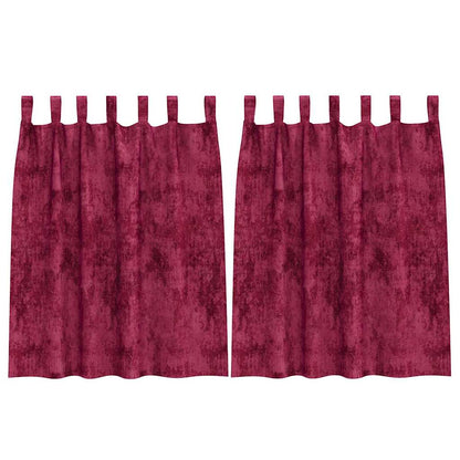 Tende in Velluto 2 pcs Rosso Vino 140 x 140 cm Velluto