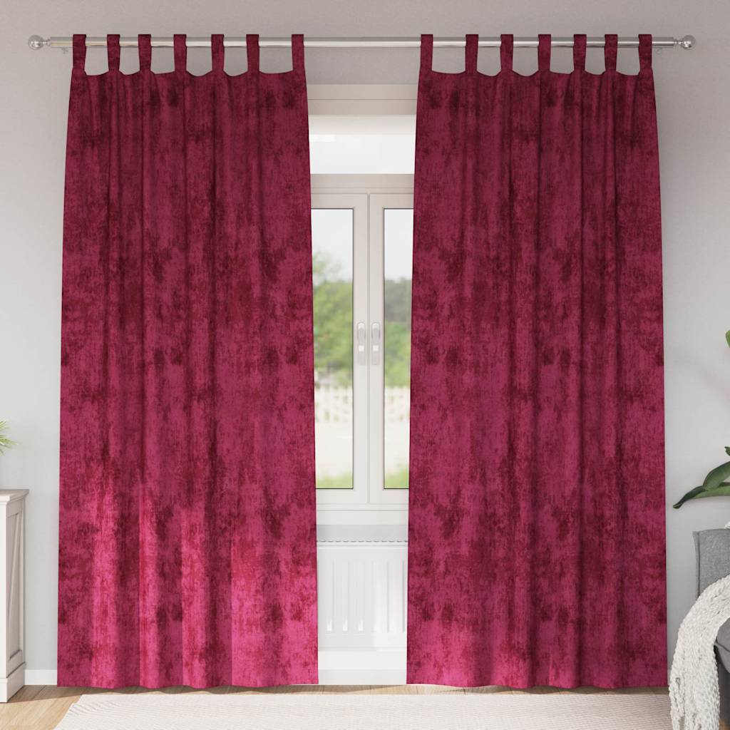 Tende in Velluto 2 pcs Rosso vino 260 x 140 cm Velluto | homemem39