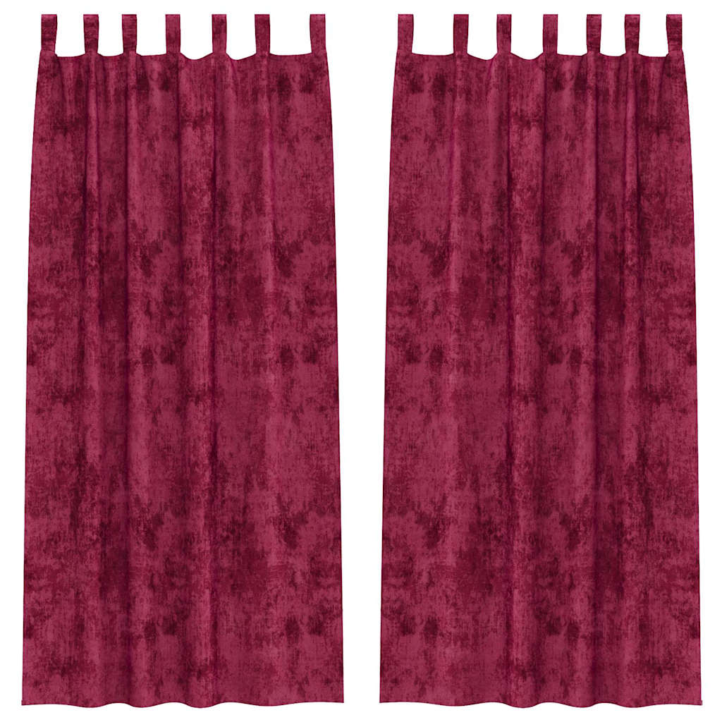 Tende in Velluto 2 pcs Rosso vino 260 x 140 cm Velluto | homemem39
