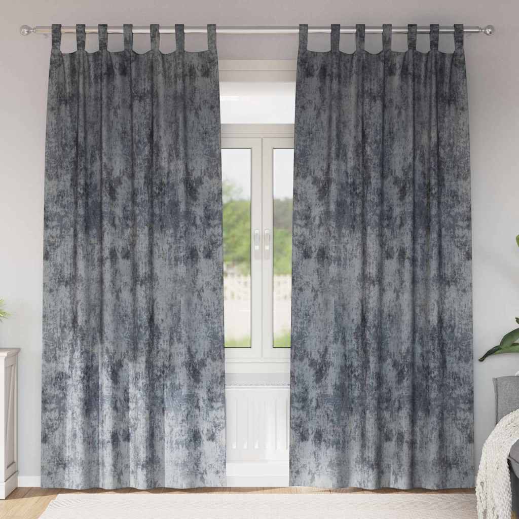 Tende in Velluto 2 pcs Grigio Argento 245 x 140 cm Velluto | homemem39