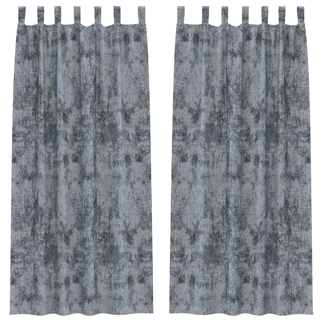 Tende in Velluto 2 pcs Grigio Argento 245 x 140 cm Velluto | homemem39
