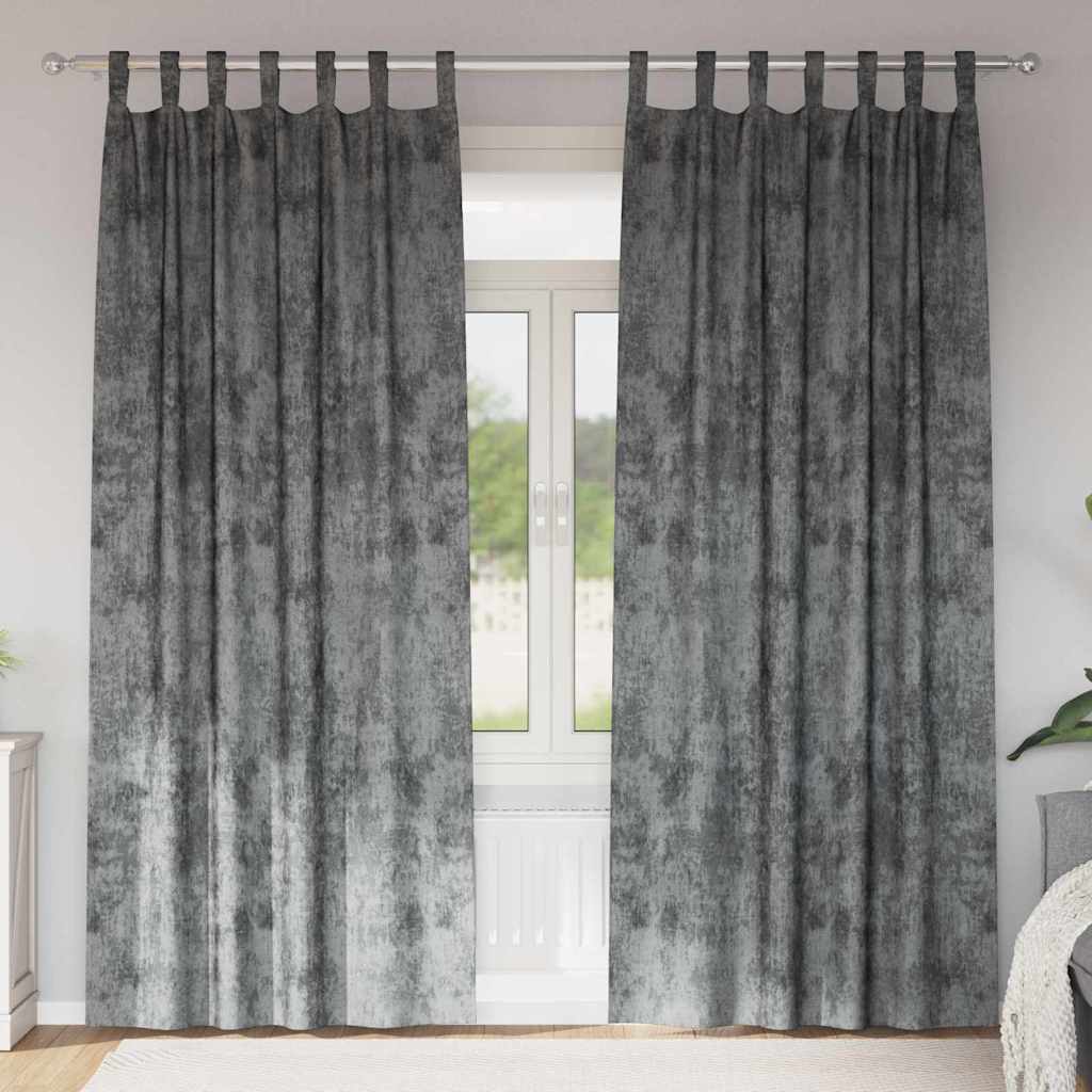 Tende in Velluto con tende 2 pcs Grigio 245 x 140 cm Velluto | homemem39