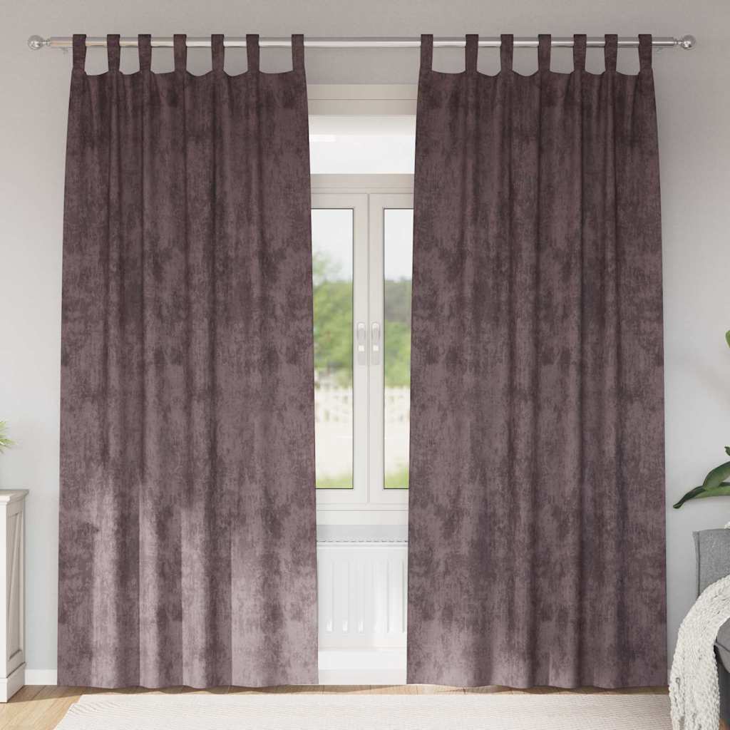 Tende in Velluto con tende 2 pcs Marrone 260 x 140 cm Velluto | homemem39