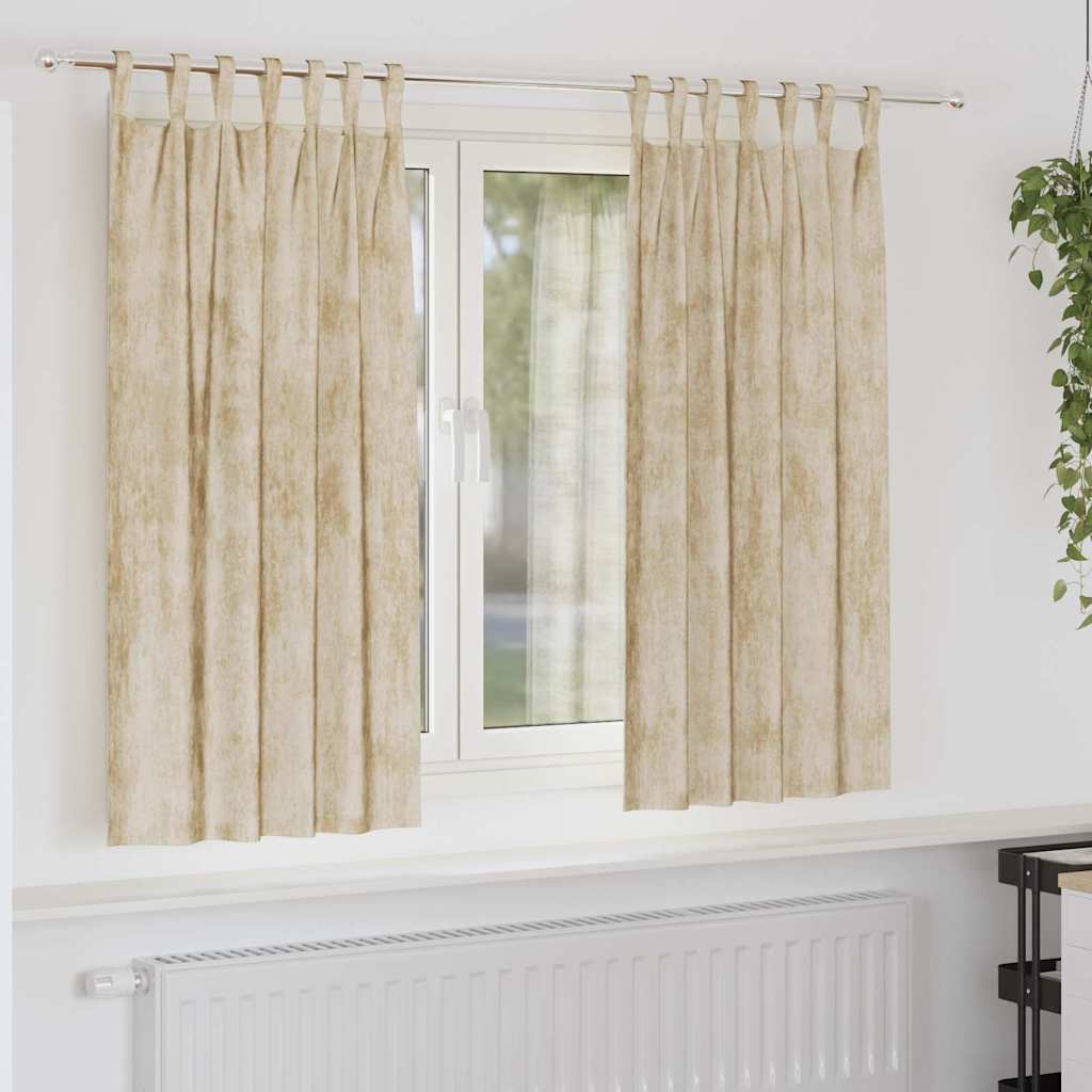 Tende in Velluto con tende 2 pcs Crema 175 x 140 cm Velluto | homemem39