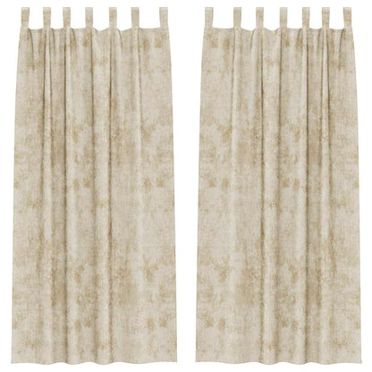 Tende in Velluto con tende 2 pcs Crema 225 x 140 cm Velluto | homemem39