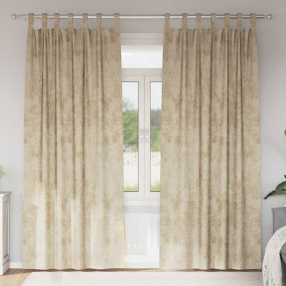 Tende in Velluto con tende 2 pcs Crema 245 x 140 cm Velluto | homemem39