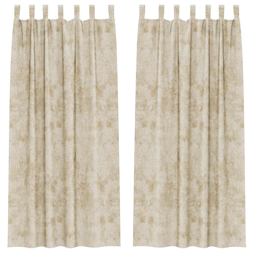 Tende in Velluto con tende 2 pcs Crema 245 x 140 cm Velluto | homemem39