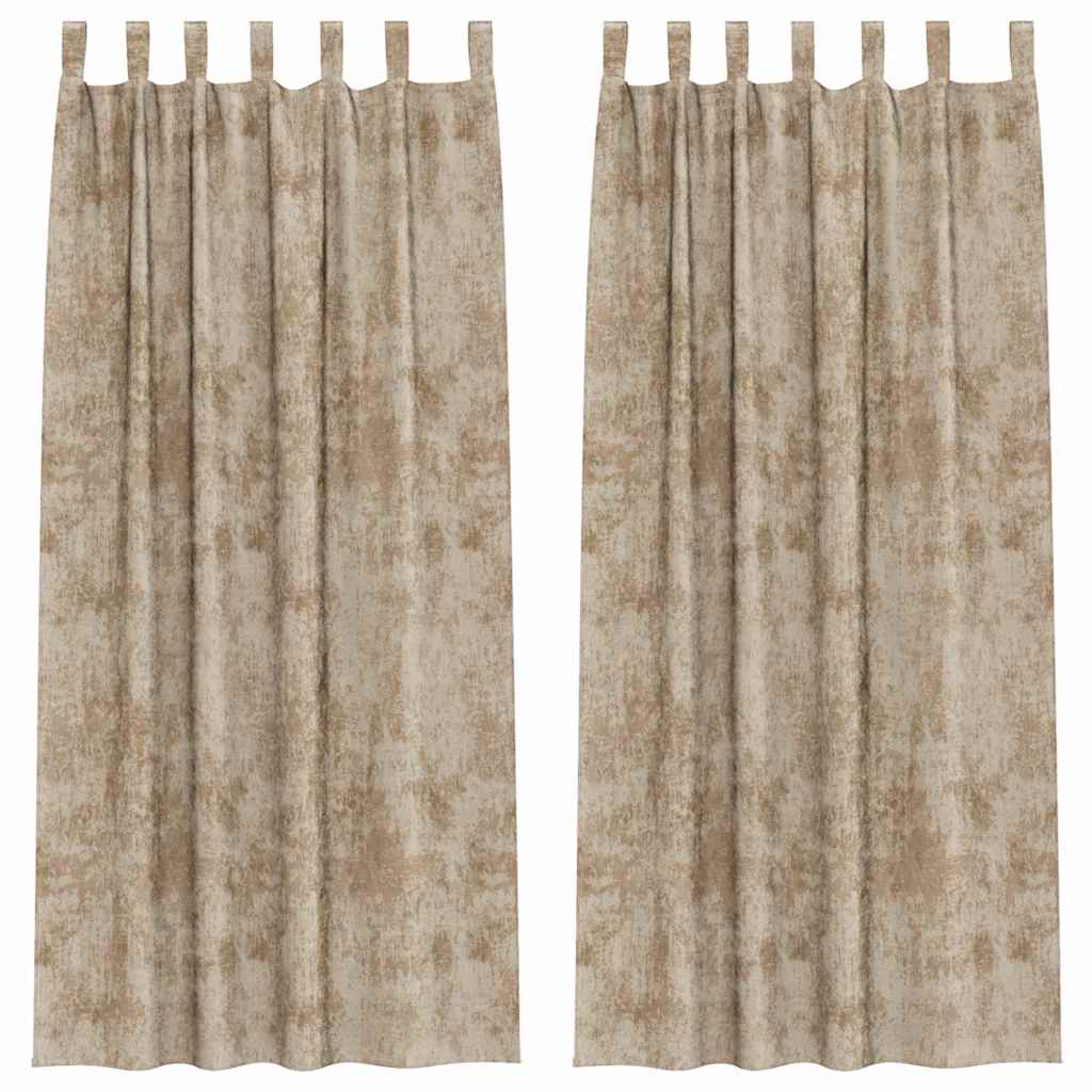 Tende in Velluto con tende 2 pcs Champagne 245 x 140 cm Velluto | homemem39
