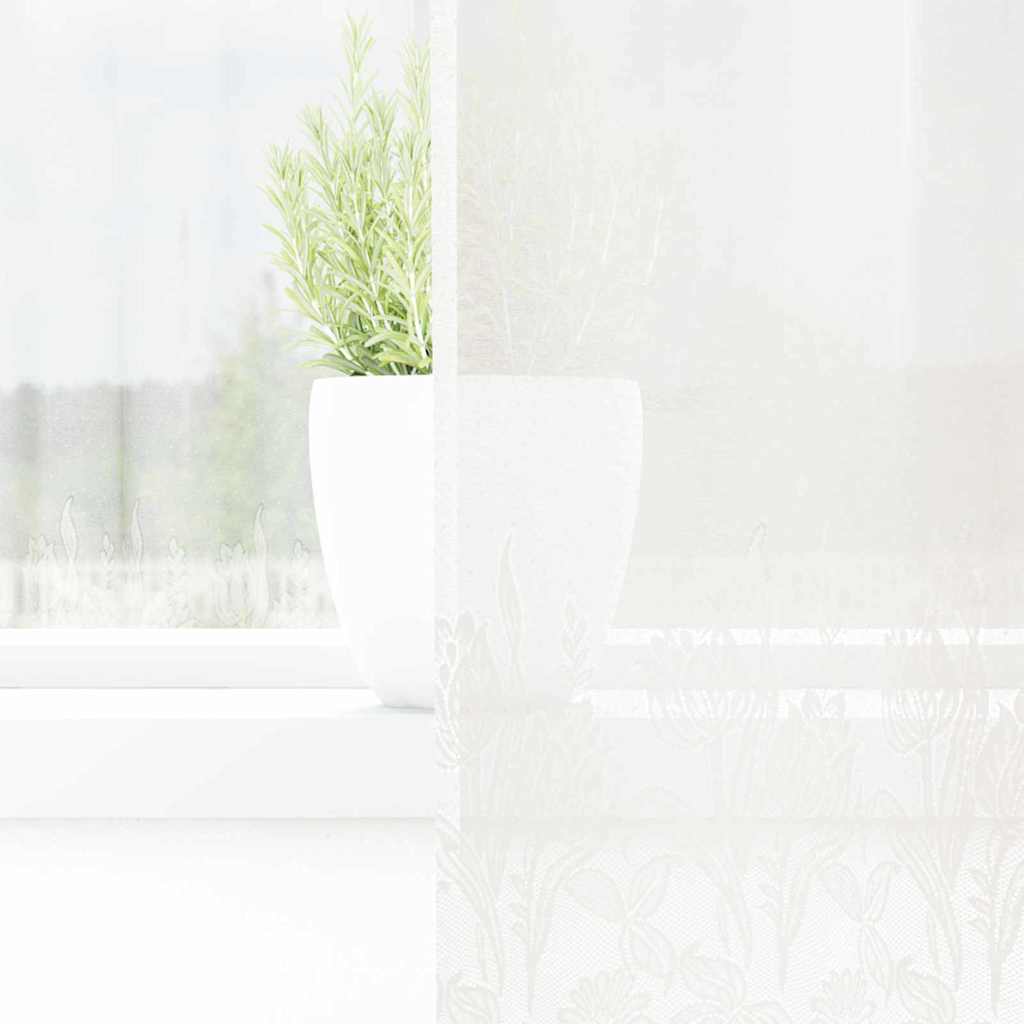 Tenda in Pizzo con tende Floreale Bianco 150 x 80 cm Poliestere