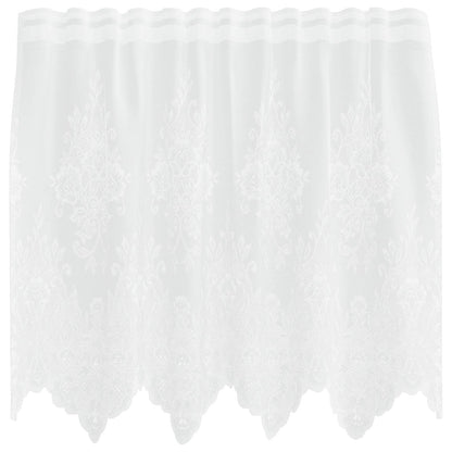 Tenda in Pizzo con tende Floreale Bianco 80 x 150 cm Poliestere | homemem39