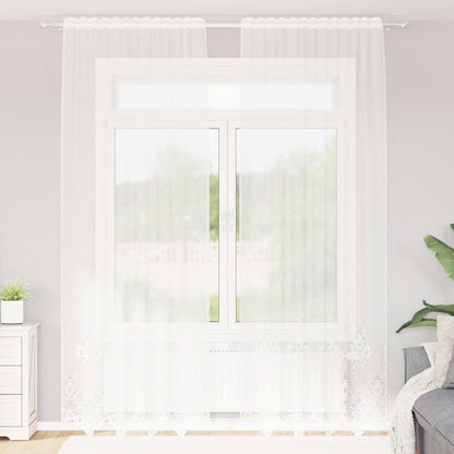 Tenda in Pizzo con tende Bianco 280 x 150 cm Poliestere | homemem39