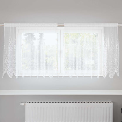 Tenda in Pizzo con tende Floreale Bianco 80 x 200 cm Poliestere | homemem39