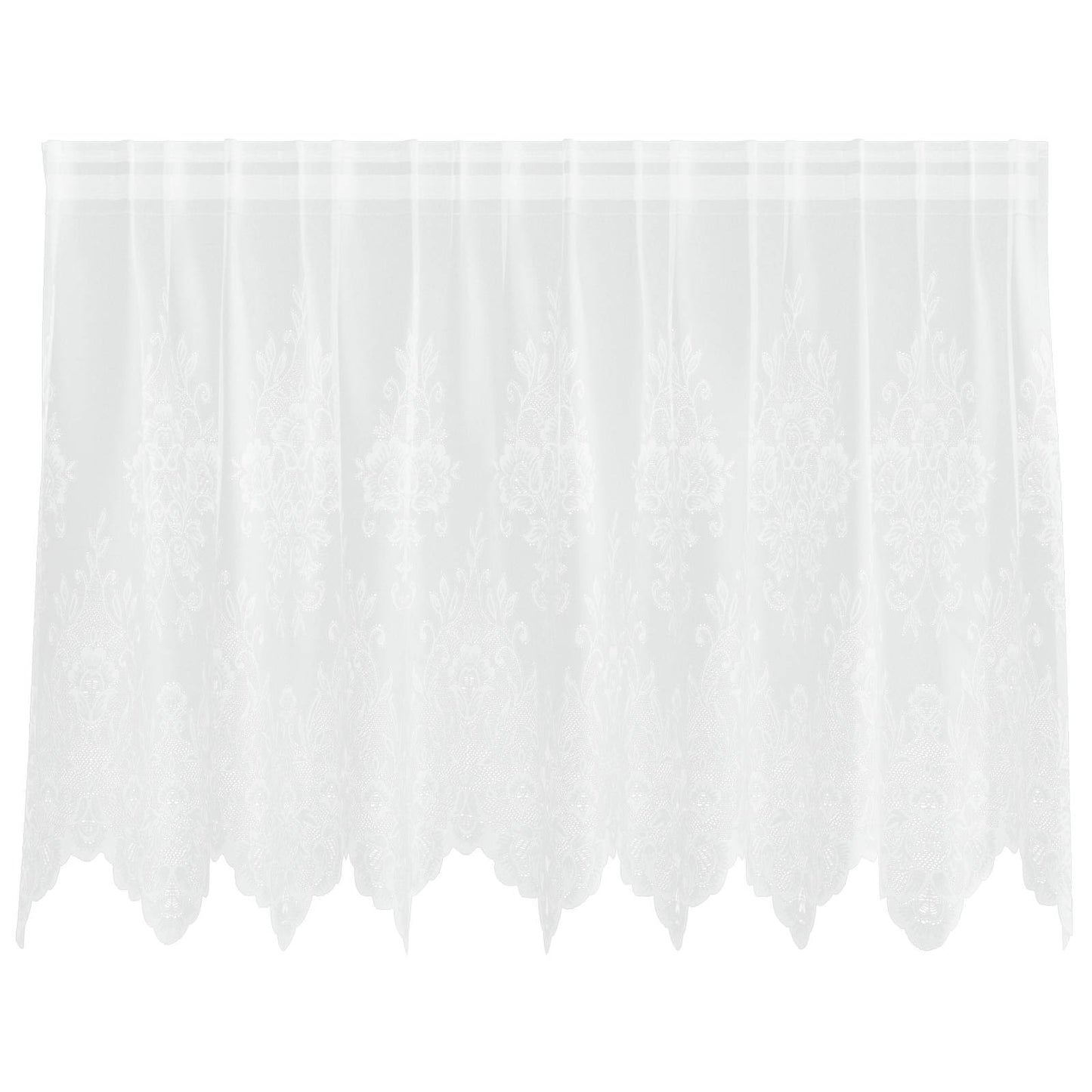 Tenda in Pizzo con tende Floreale Bianco 80 x 200 cm Poliestere | homemem39