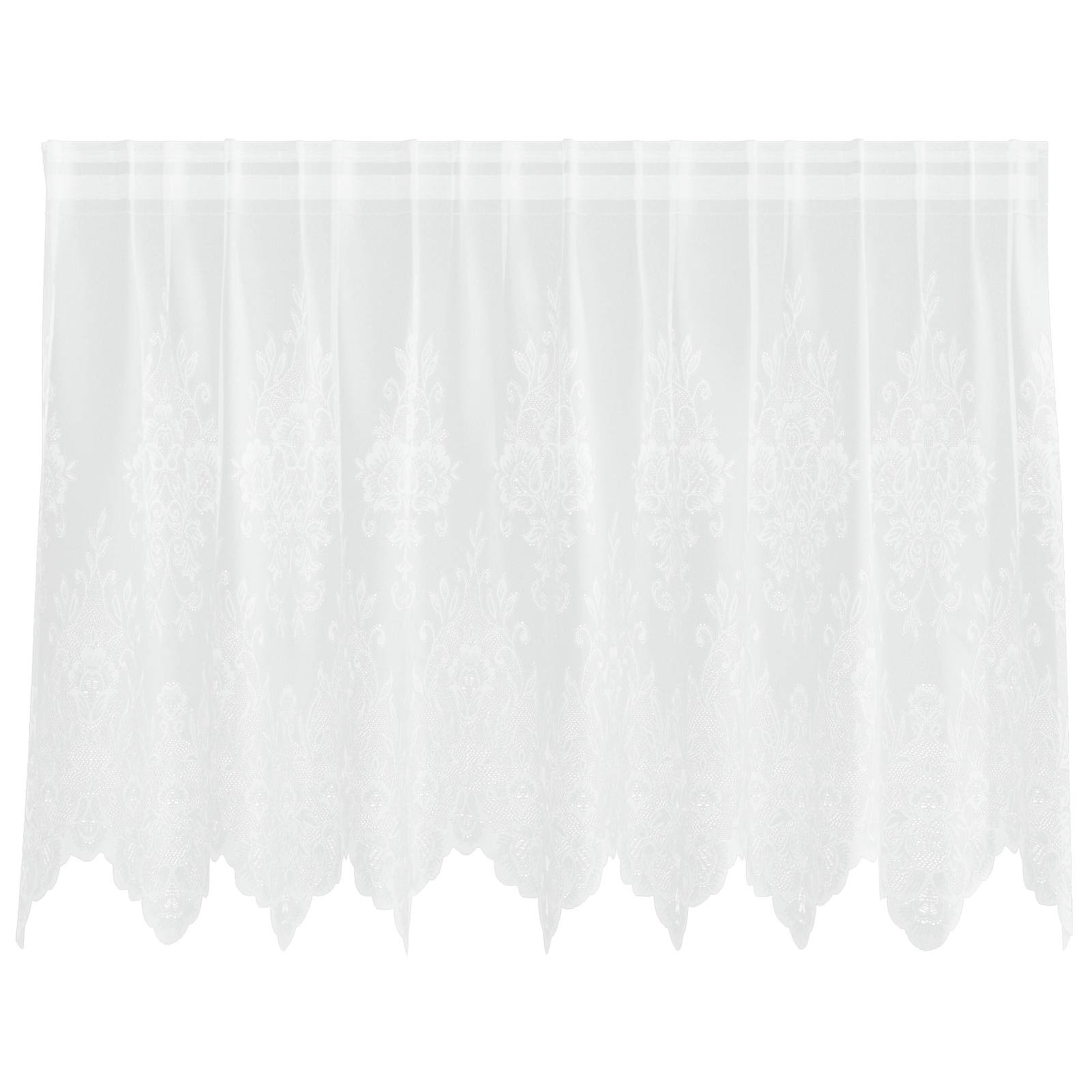 Tenda in Pizzo con tende Floreale Bianco 80 x 200 cm Poliestere | homemem39