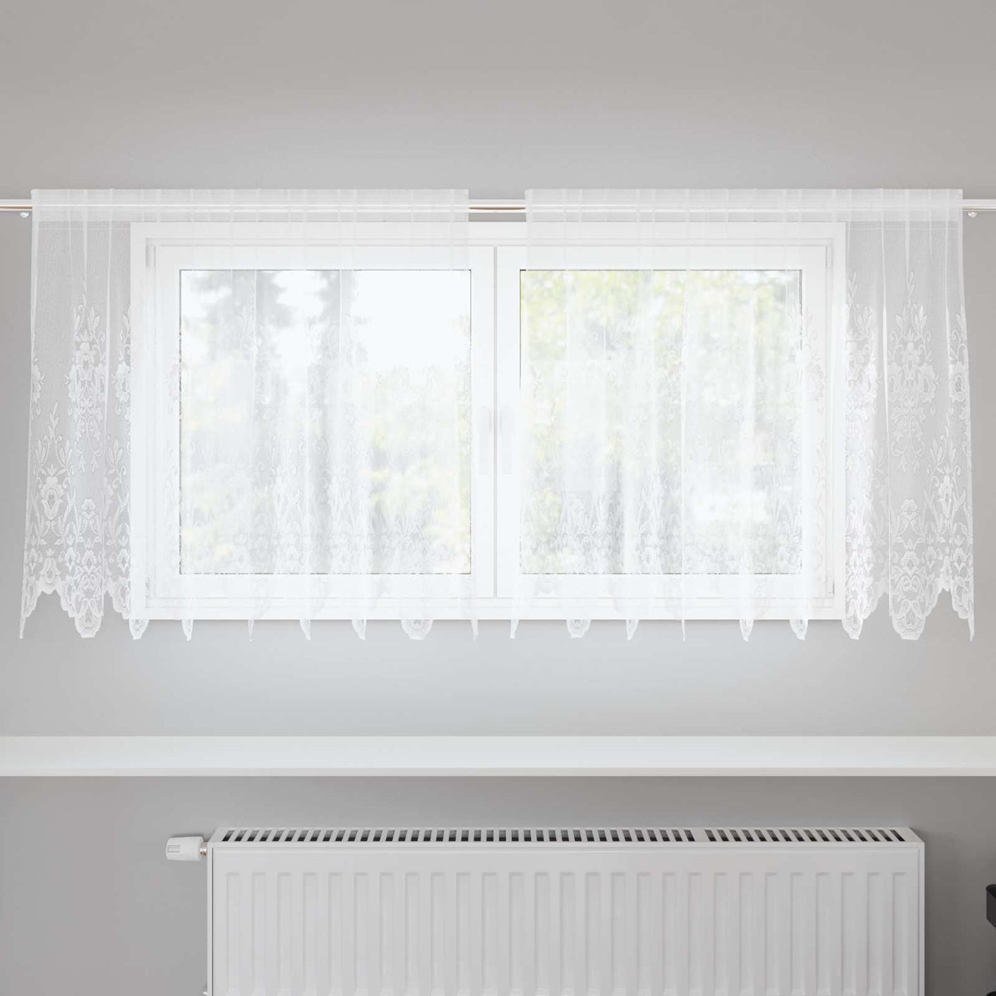 Tenda in Pizzo con tende Bianco 100 x 200 cm Poliestere | homemem39