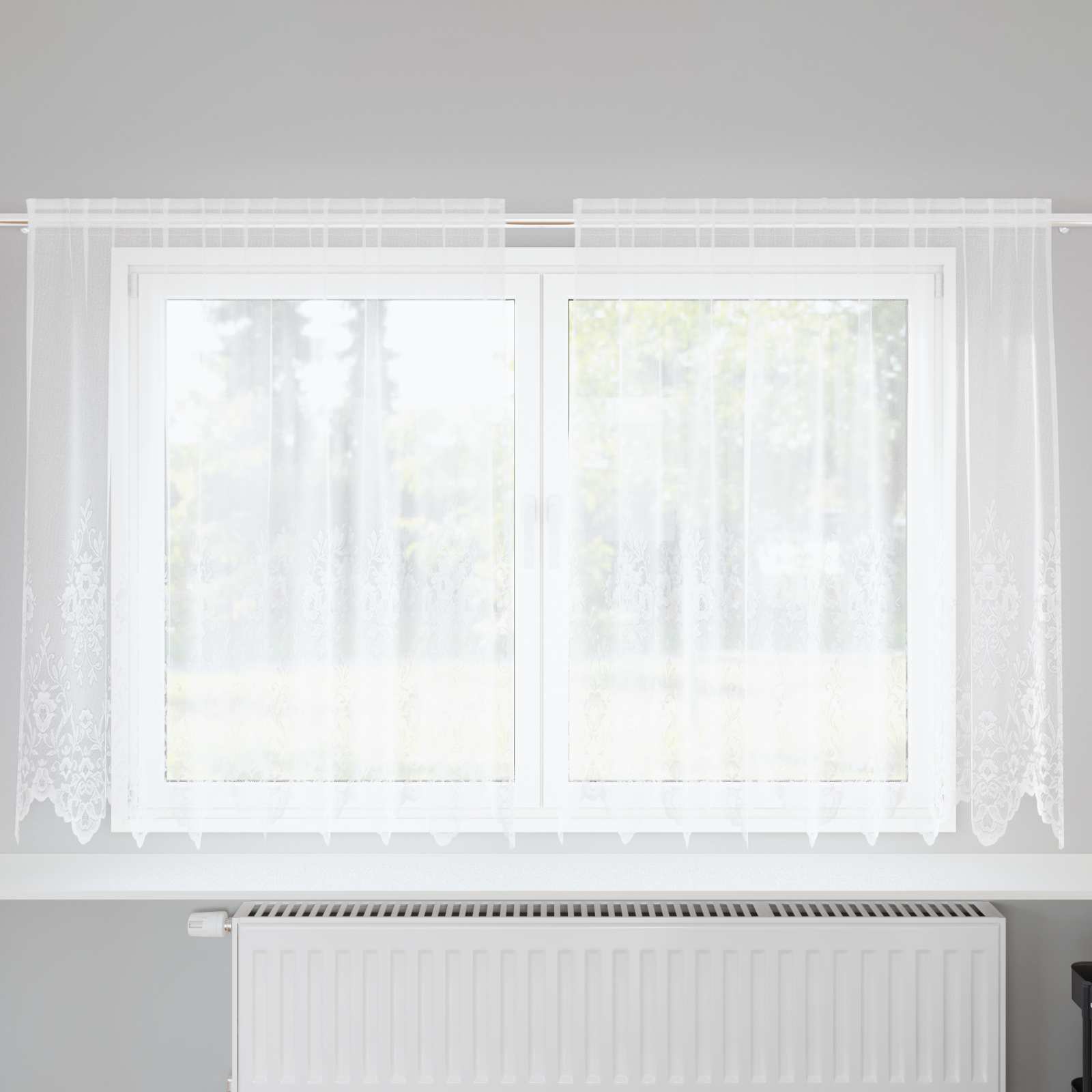 Tenda in Pizzo con tende Bianco 160 x 200 cm Poliestere | homemem39
