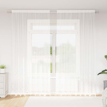 Tenda in Pizzo con tende Bianco 300 x 200 cm Poliestere | homemem39