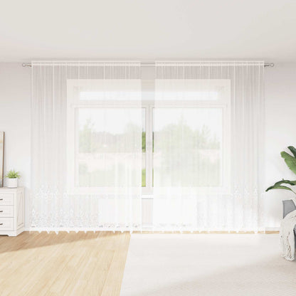 Tenda in Pizzo con tende Bianco 280 x 300 cm Poliestere | homemem39