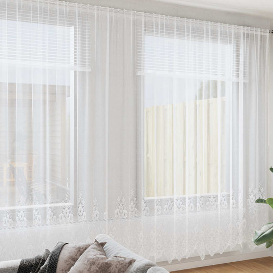 Tenda in Pizzo con tende Bianco 300 x 600 cm Poliestere
