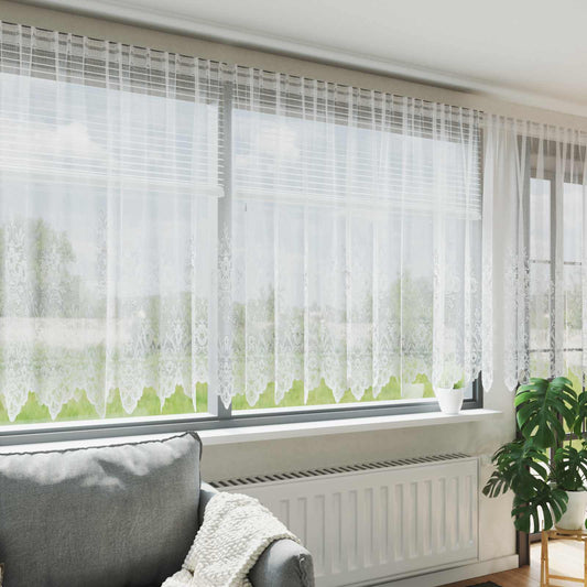 Tenda in Pizzo con tende Bianco 160 x 750 cm Poliestere | homemem39