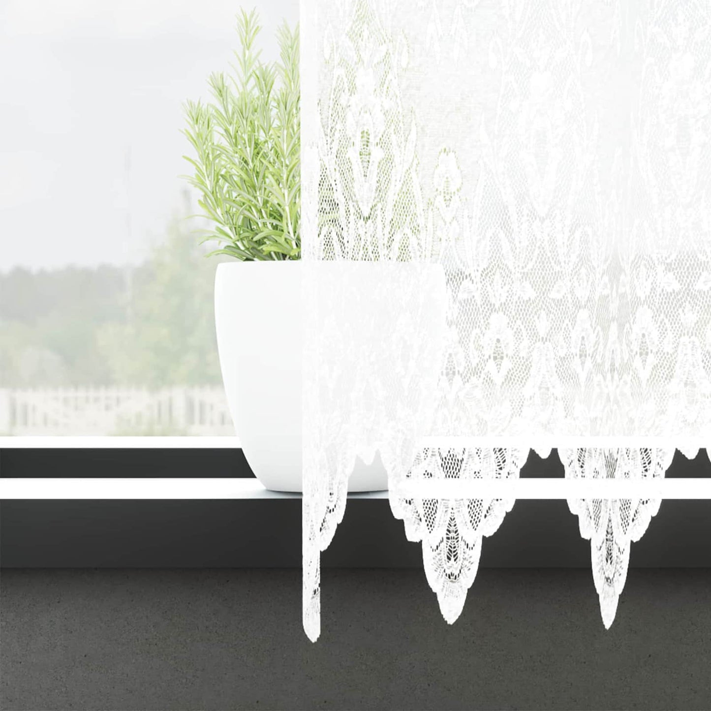 Tenda in Pizzo con tende Bianco 245 x 750 cm Poliestere