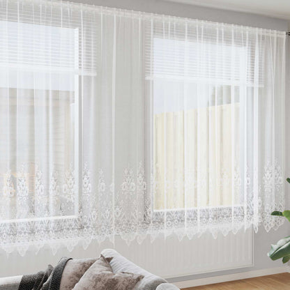 Tenda in Pizzo con tende Bianco 220 x 1200 cm Poliestere | homemem39