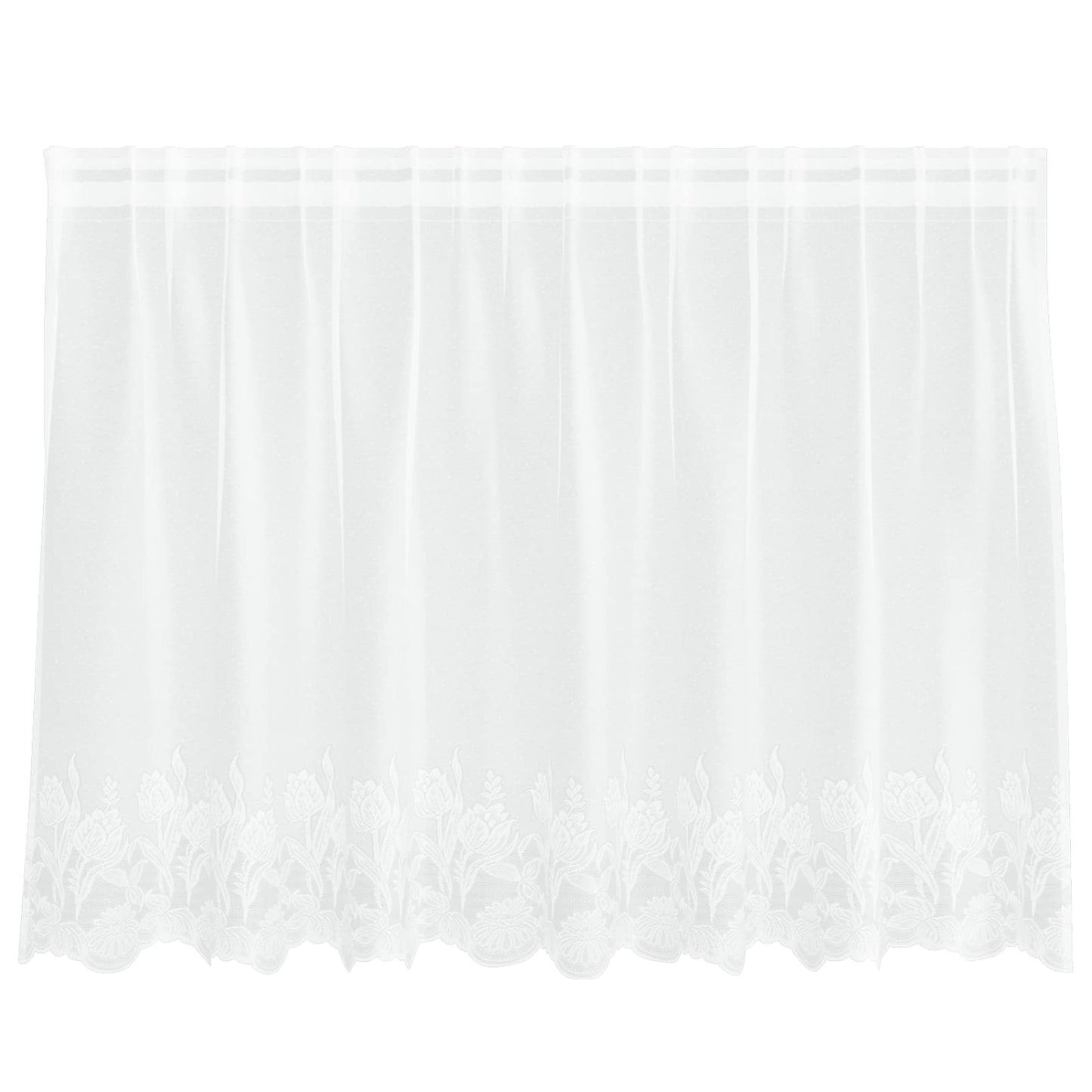 Tenda in Pizzo con tende Floreale Bianco 80 x 200 cm Poliestere | homemem39