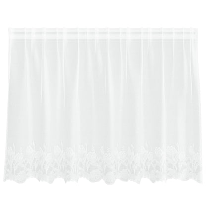 Tenda in Pizzo con tende Floreale Bianco 80 x 200 cm Poliestere | homemem39