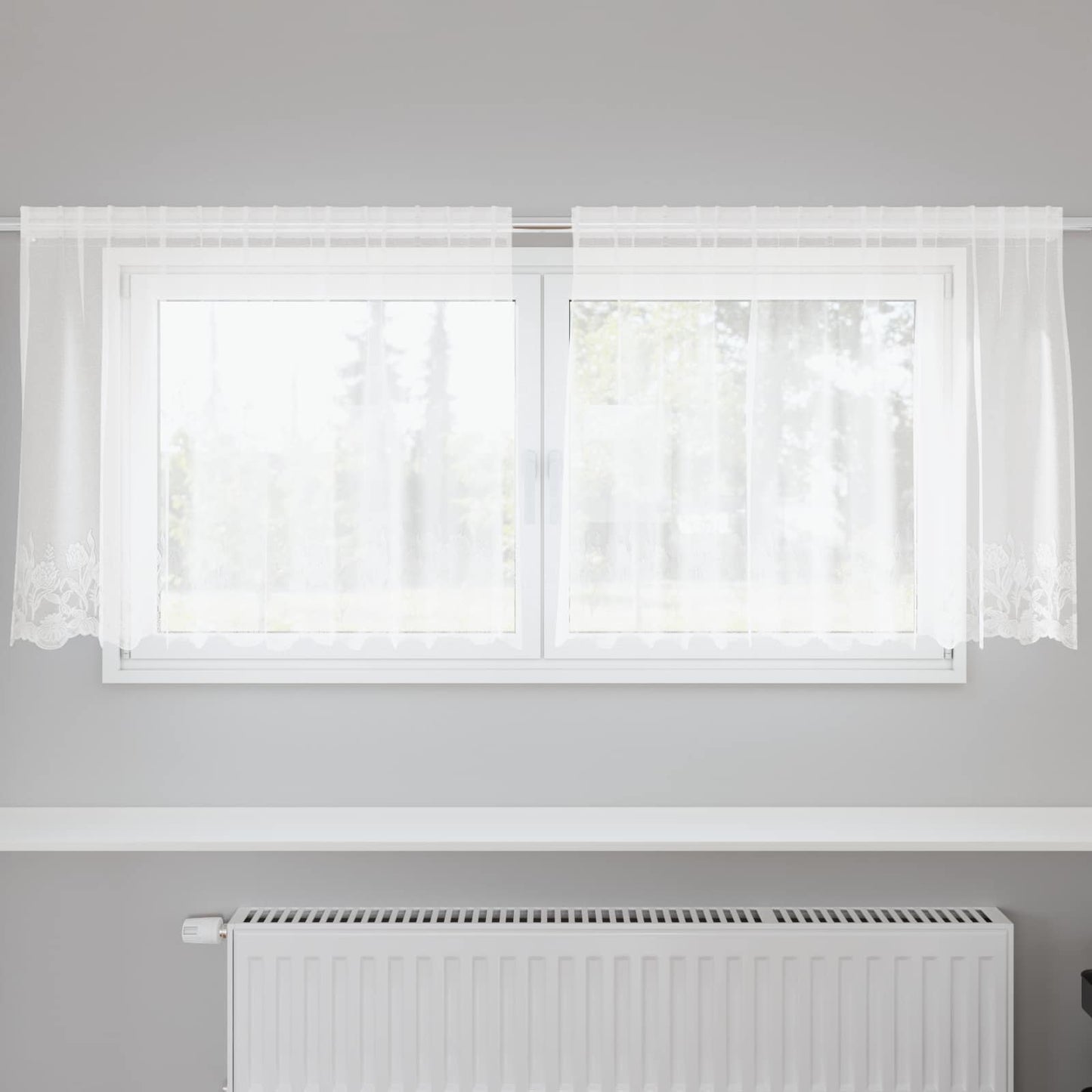 Tenda in Pizzo con tende Bianco 100 x 200 cm Poliestere | homemem39