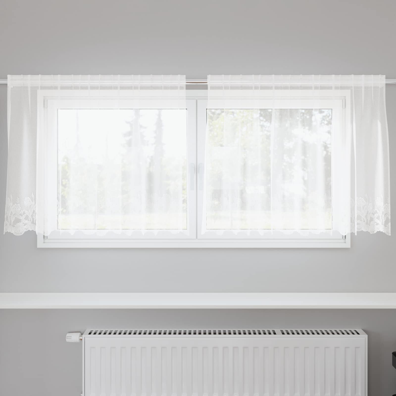 Tenda in Pizzo con tende Bianco 200 x 120 cm Poliestere | homemem39