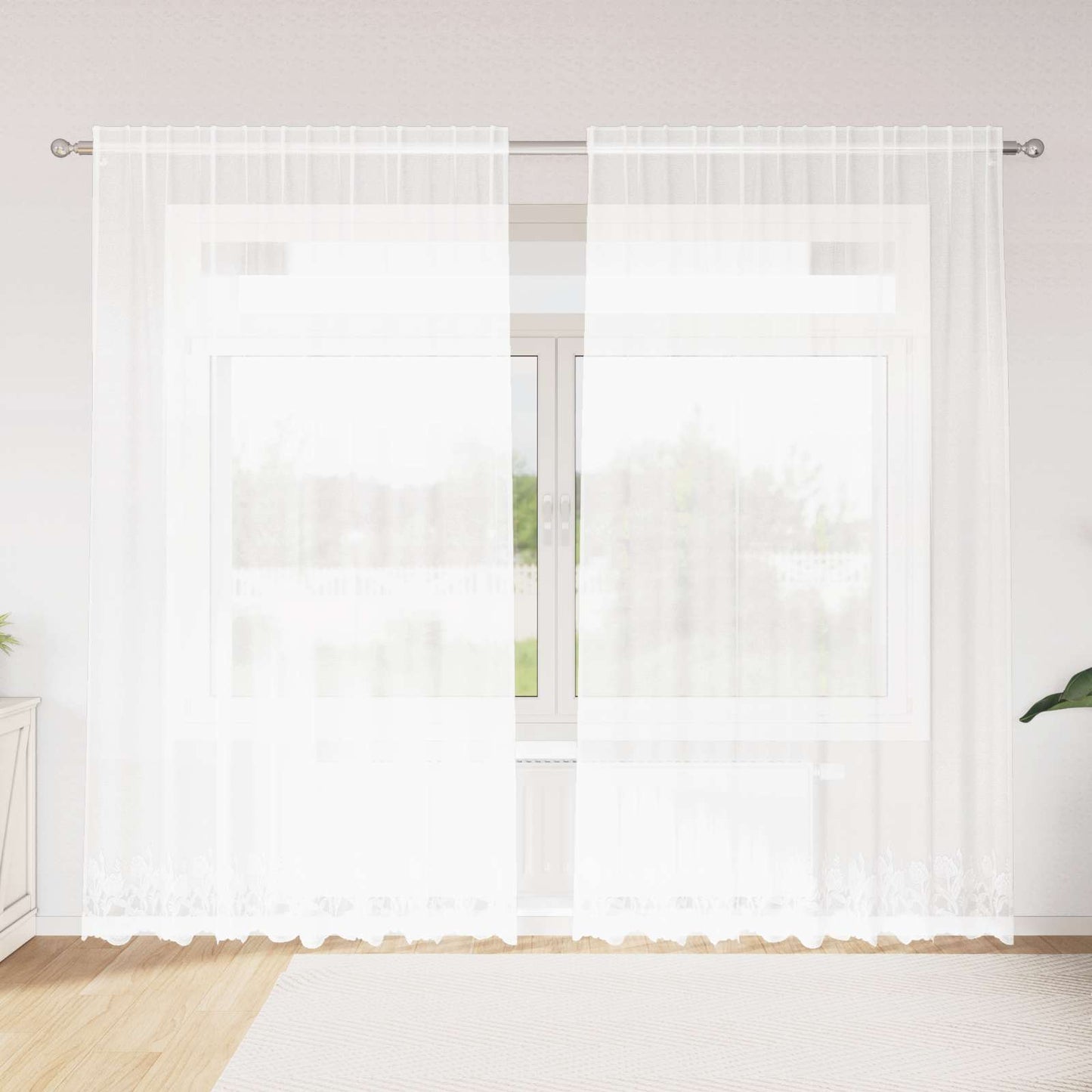 Tenda in Pizzo con tende Bianco 200 x 200 cm Poliestere