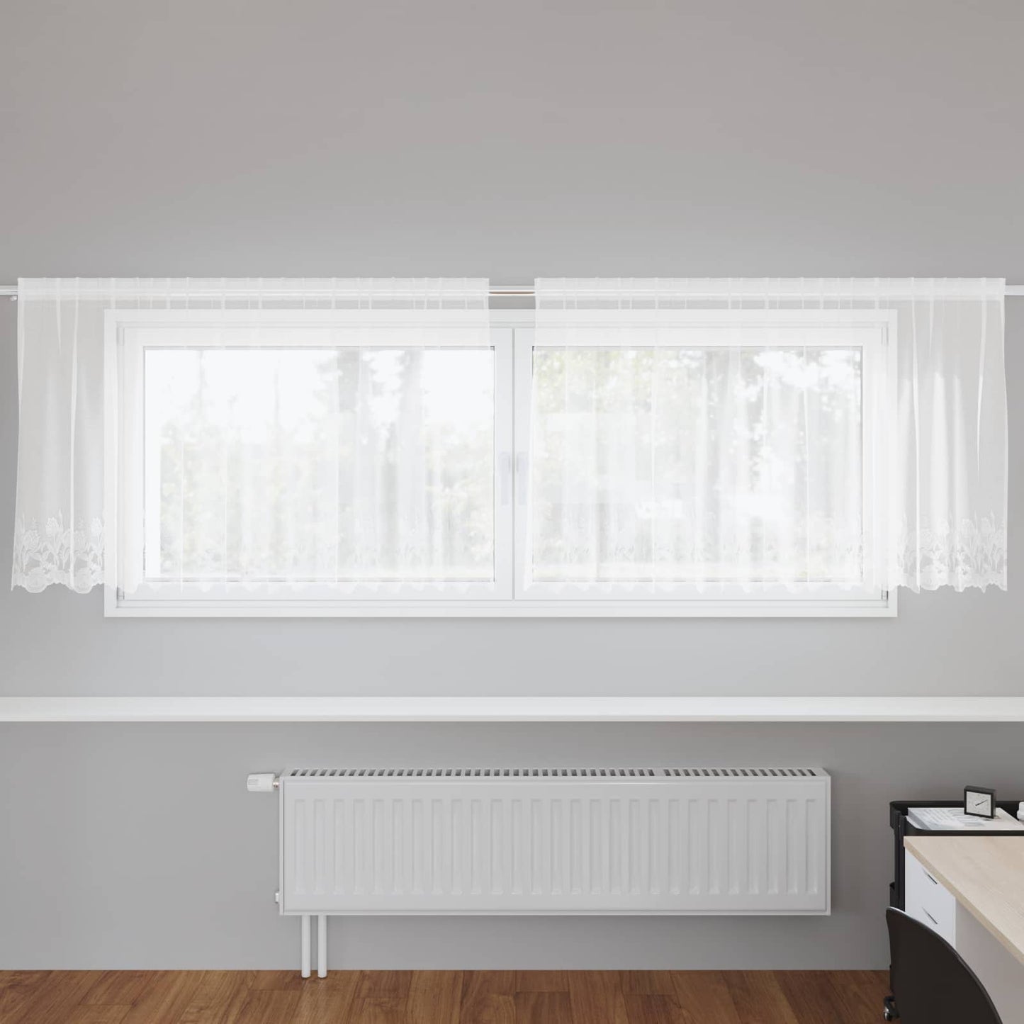 Tenda in Pizzo con tende Bianco 100 x 300 cm Poliestere | homemem39