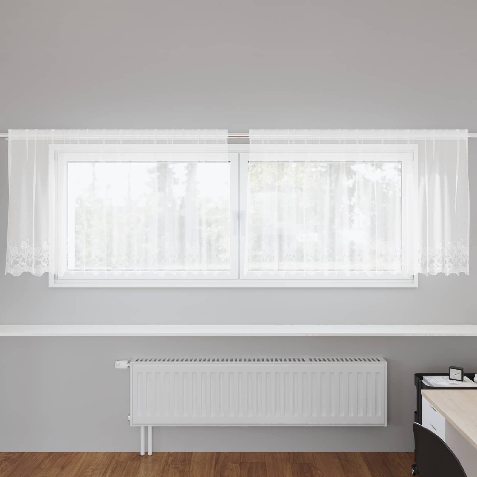 Tenda in Pizzo con tende Bianco 100 x 300 cm Poliestere | homemem39