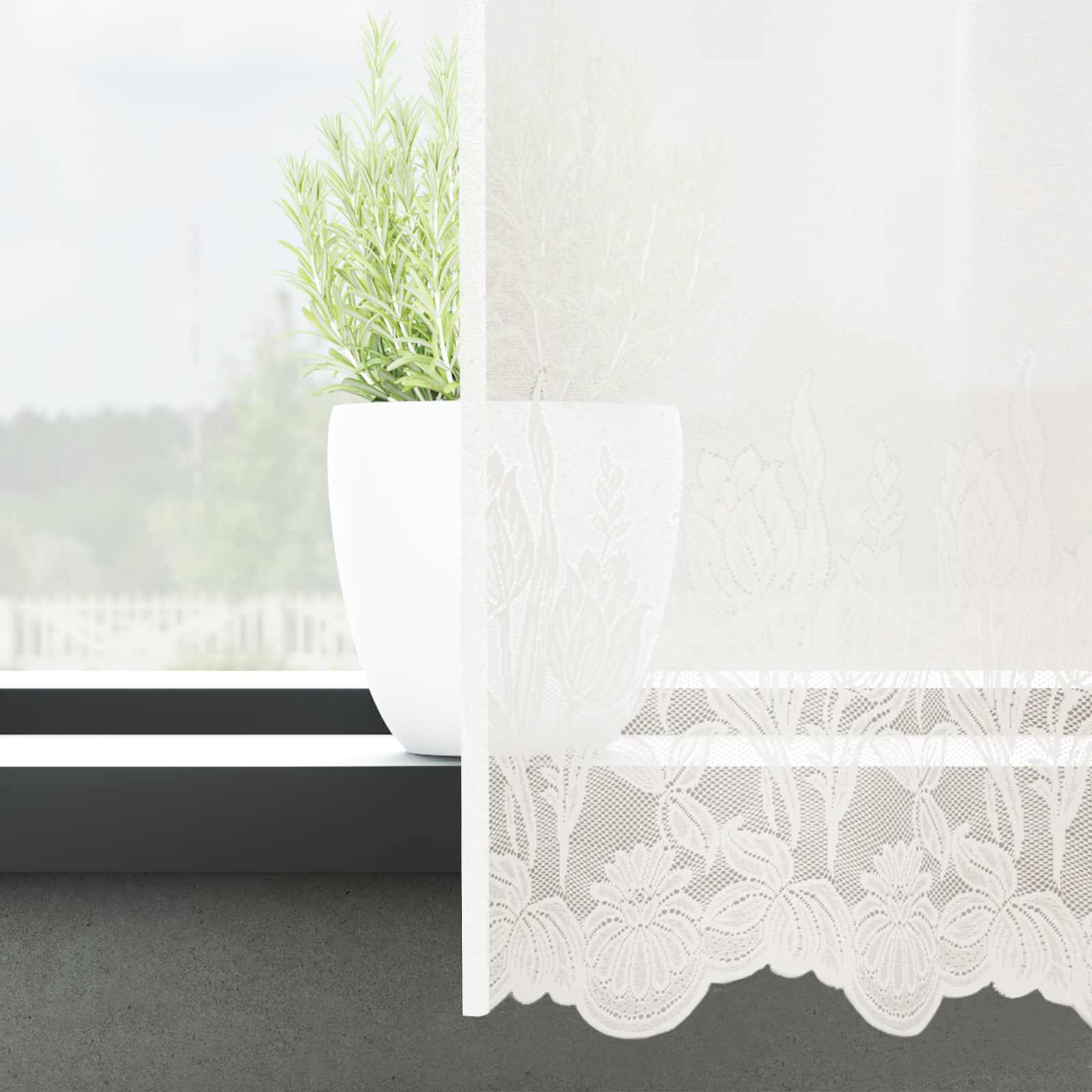 Tenda in Pizzo con tende Bianco 500 x 120 cm Poliestere | homemem39