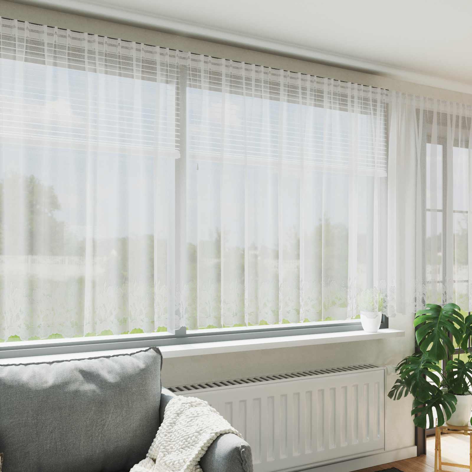 Tenda in Pizzo con tende Bianco 900 x 140 cm Poliestere | homemem39