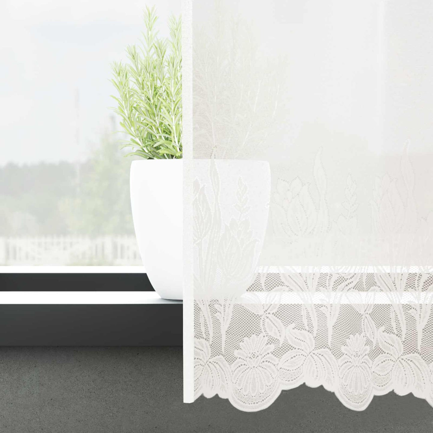 Tenda in Pizzo con tende Bianco 200 x 900 cm Poliestere | homemem39