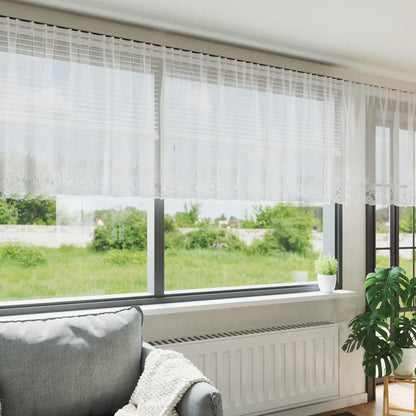 Tenda in Pizzo con tende Bianco 100 x 1200 cm Poliestere | homemem39