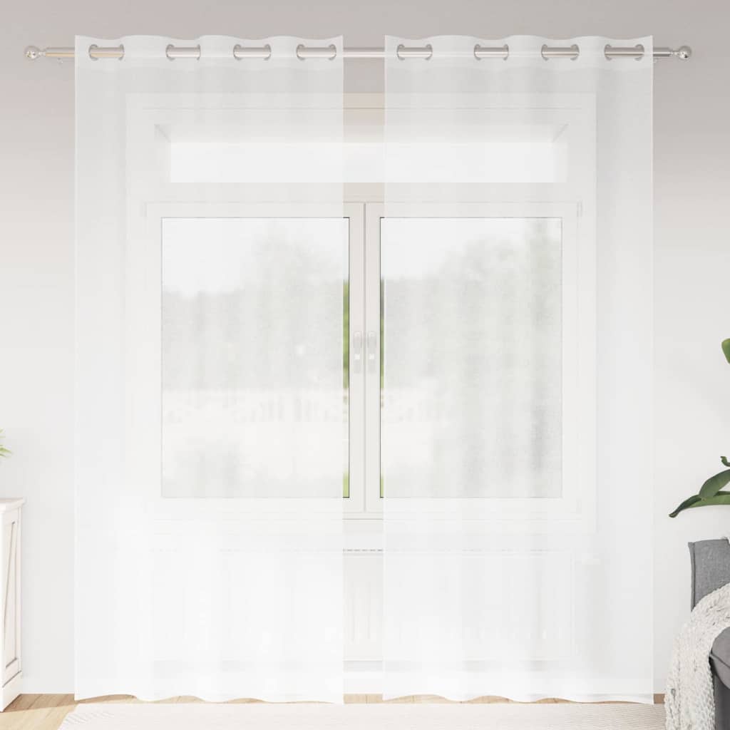 Tenda in Velo con tende 2 pcs Bianco 245 x 140 cm Poliestere | homemem39