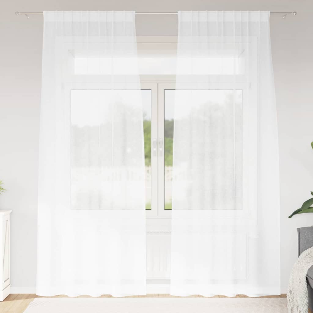 Tenda in Velo con tende 2 pcs Bianco 260 x 140 cm Poliestere | homemem39