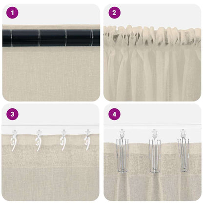 Tenda in Velo con tende 2 pcs Sabbia 175 x 140 cm Poliestere | homemem39