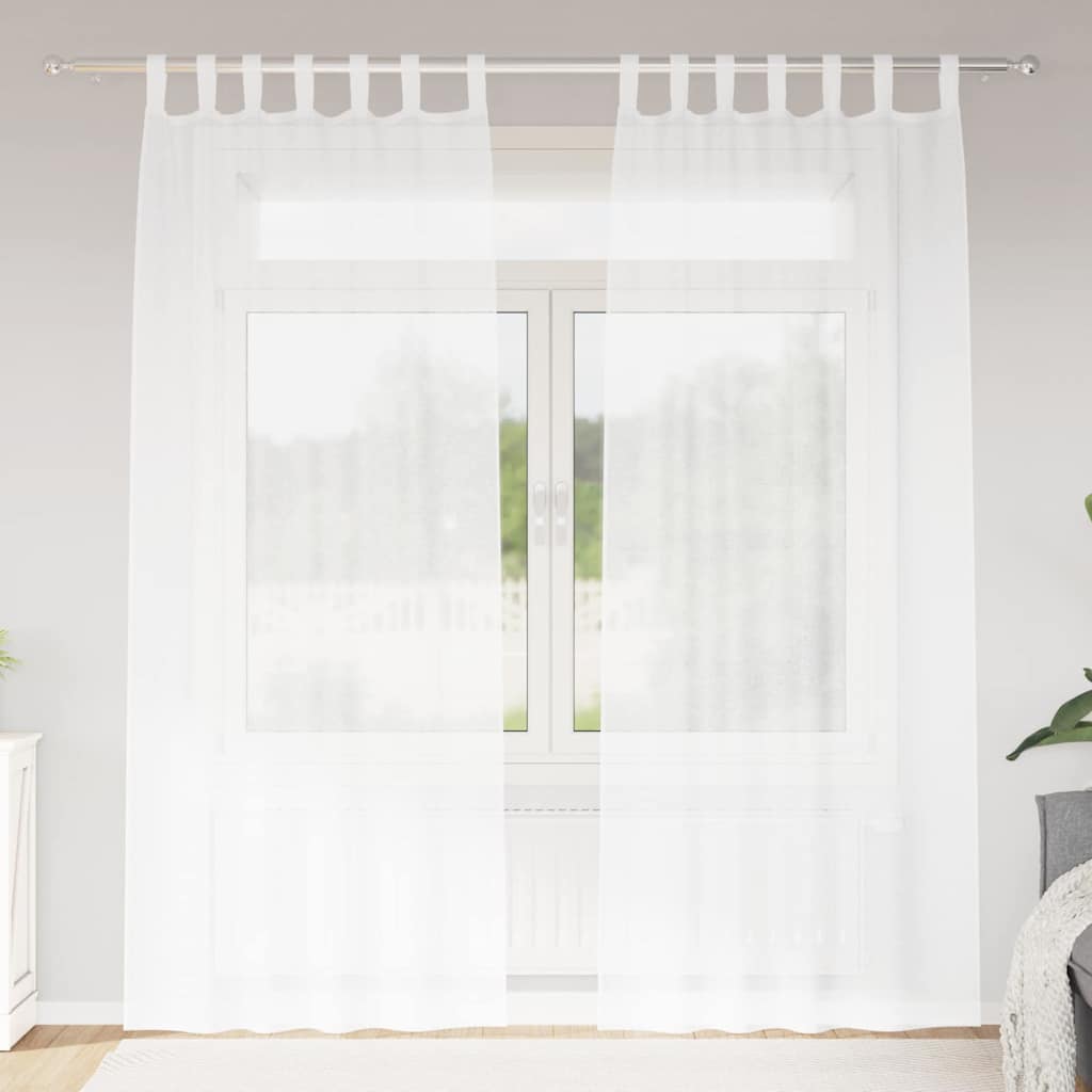 Tenda in Velo con tende 2 pcs Bianco 245 x 140 cm Poliestere | homemem39