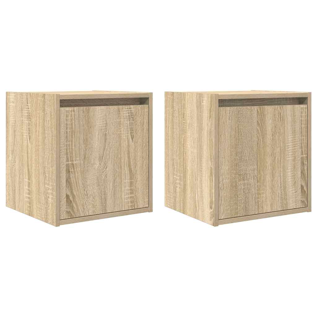 Comodini a Muro 2 pz Rovere Sonoma 38x34x40 cm - homemem39