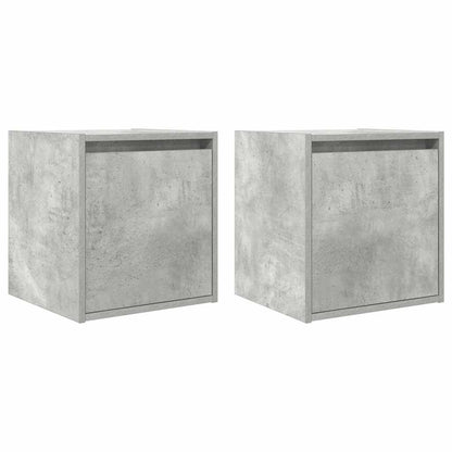 Comodini a Muro 2 pz Grigio Cemento 38x34x40 cm