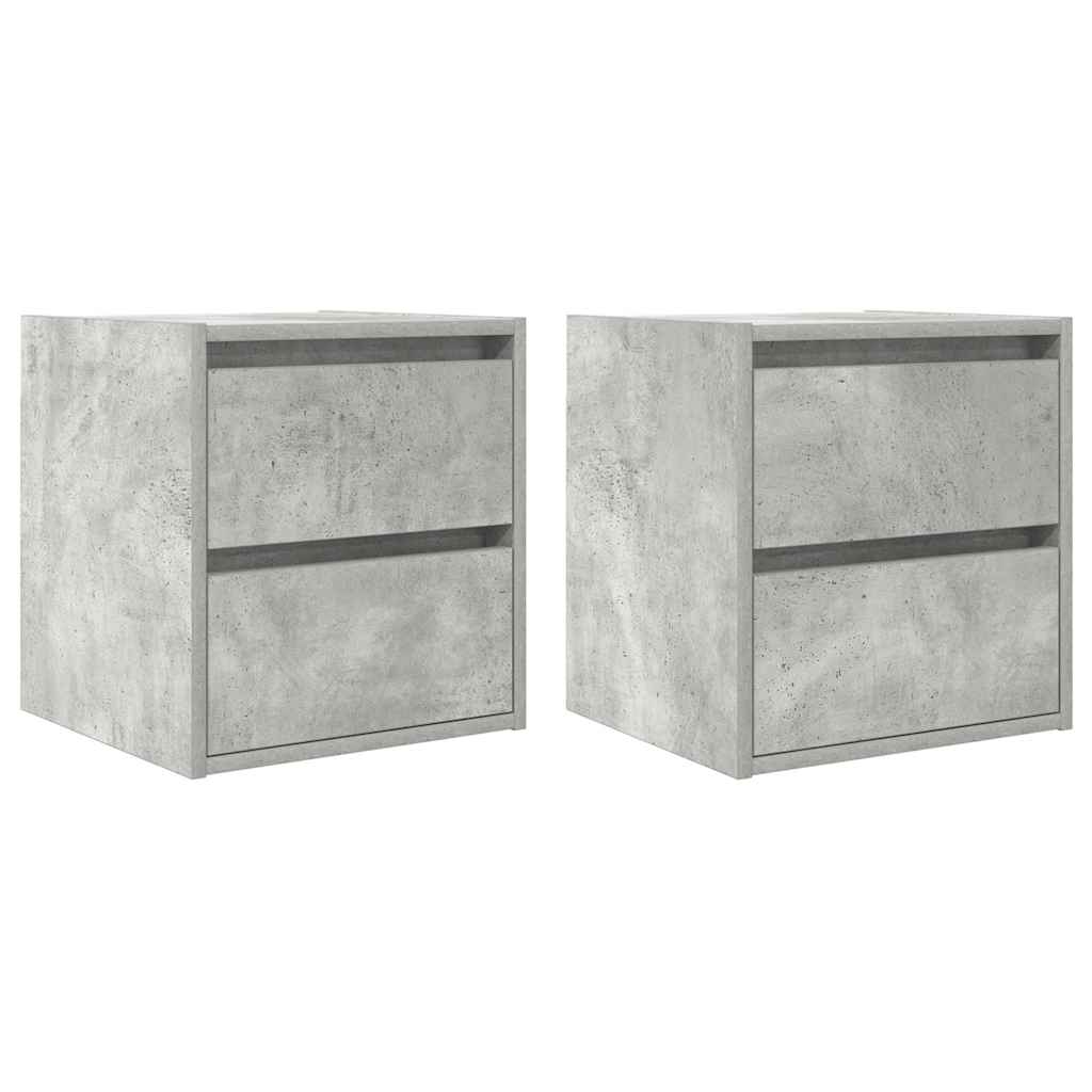 Comodini a Muro 2 pz Grigio Cemento 38x34x40 cm - homemem39
